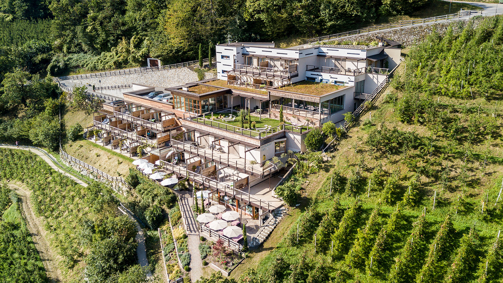 Blick auf Aqualis, Ferienwohnung in Marling in Südtirol